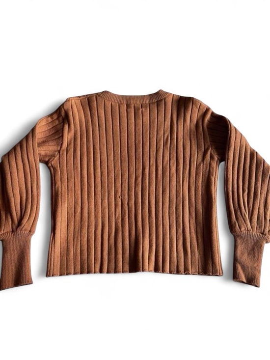 Poof! Sweaters - Poof! Ribbed Crewneck Sweater in Caramel